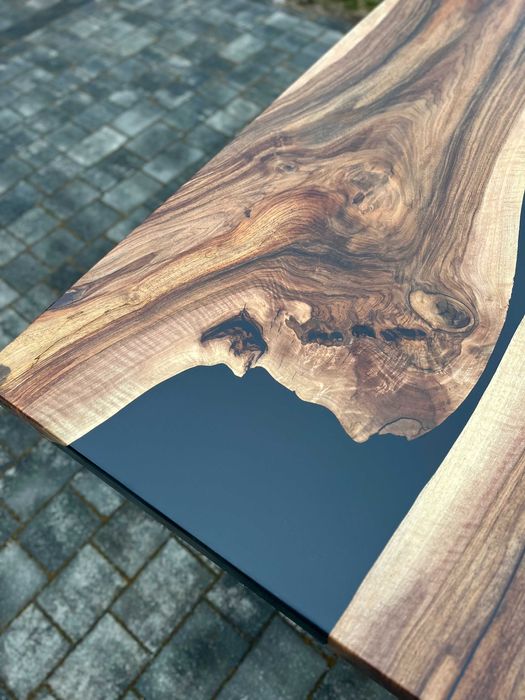 Nowoczesny stół do jadalni, salonu loftu orzech włoski żywica #137