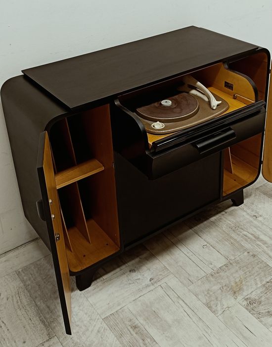 szafka gramofon adapter Halabala Czechoslowacja lata 60-te design