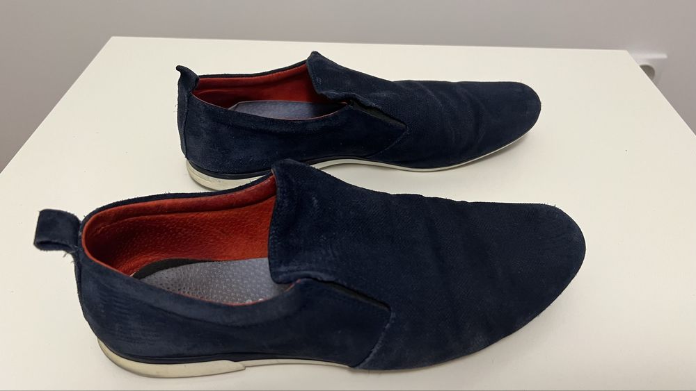 Niebieskie granatowe mokasyny męskie espadryle 39