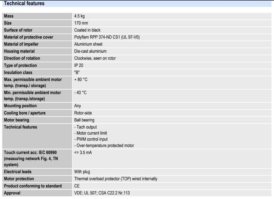 Wentylator promieniowy ebmpapst dmuchawa gazowa kotła kondensacyjnego