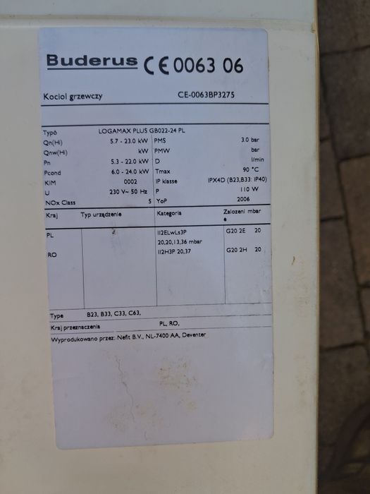Piec gazowy kondensacyjny Buderus GB022 jednofuncyjny
