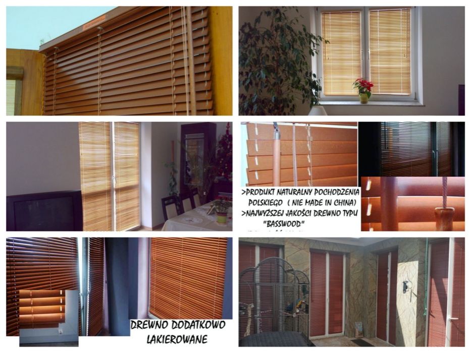 ŻALUZJE DREWNIANE BASSWOOD 25mm lub 50 mm Na wymiar. Wrocław