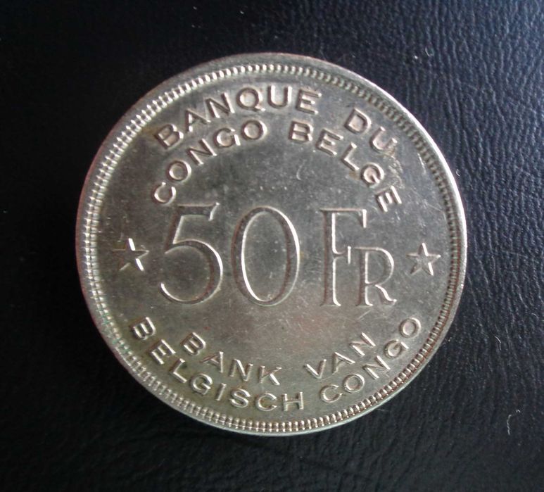 Moeda 50 Francos Prata 1944 Congo Belga