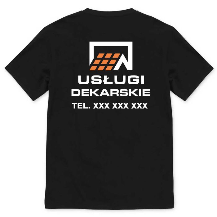 koszulka robocza dachy, koszulka firmowa z nadrukiem usługi dekarskie