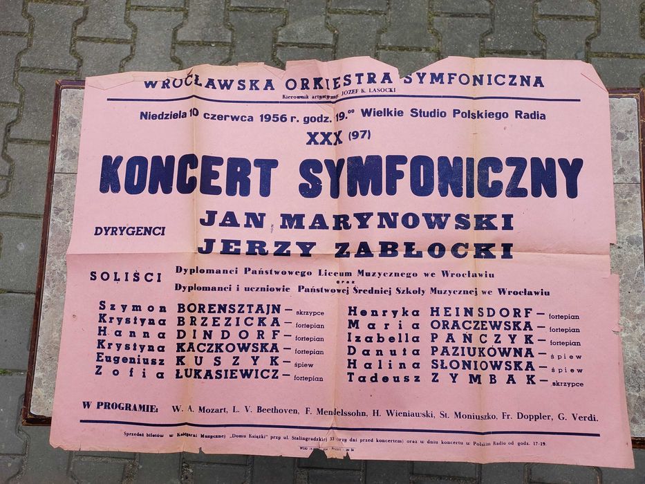 Stary afisz plakat Wrocław koncert symfoniczny 1956r