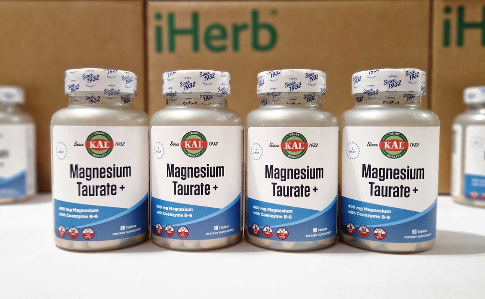 KAL Магний таурат с витамином B6, 200мг, 90 и 180шт. Magnesium Taurate