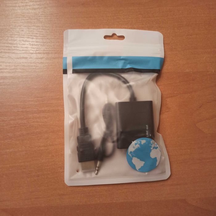 НОВЫЙ Переходник HDMI to VGA 1080P HD + шнур AUX Audio Cable 3,5 mm