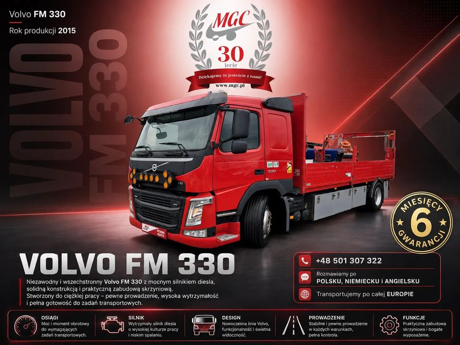 Volvo FM 330 AUTOMAT / UNIKATOWY / HDS / SKRZYNIA / BEZWYPADKOWY / SERWISOWANY / MOCNY / 1WŁ. / MOŻLIWY TRANSPORT  Najtańszy FM w Kraju !, Lekka zabudowa Alu, Hiab 008T-2, Webasto, E6