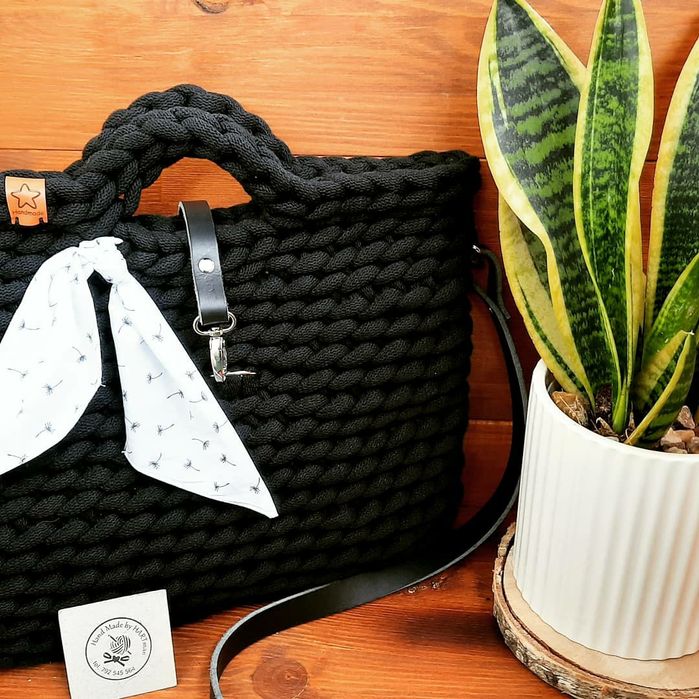 Jumbo torebka damska, sznurek rękodzieło,handmade