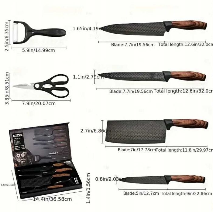 Zestaw noży ze stali nierdzewnej zestaw kuchenny 6 elementów