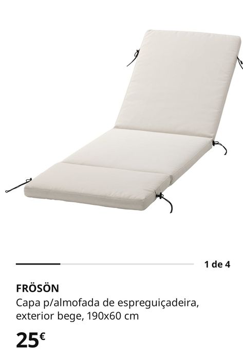 Almofada C/capa para espreguiçadeira, exterior beje, 190x60cm - Ikea