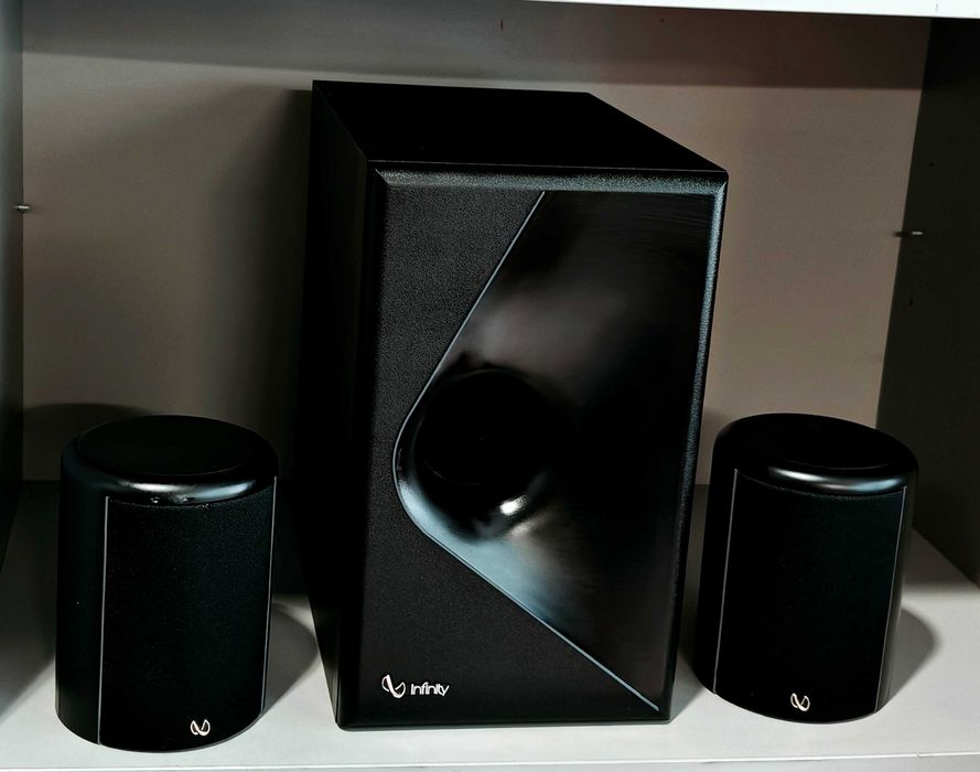 Kolumny Infinity Micro II Speakers Subwoofer + 2 Satelity Sub Bass Reflex Głośniki 2.1 do Kina Domowego Mocne !