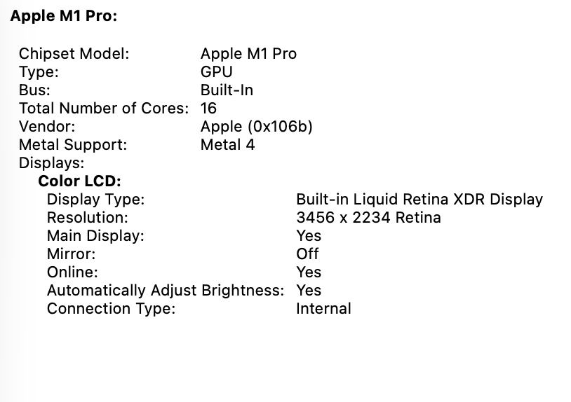 MacBook Pro 16 2021 32Gb RAM 512Gb SSD Space