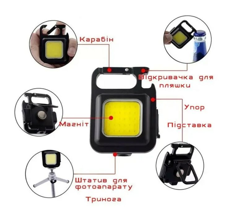 Міні-світлодіодний ліхтарик  с акумулятором 500 mAh, 1200 люмен