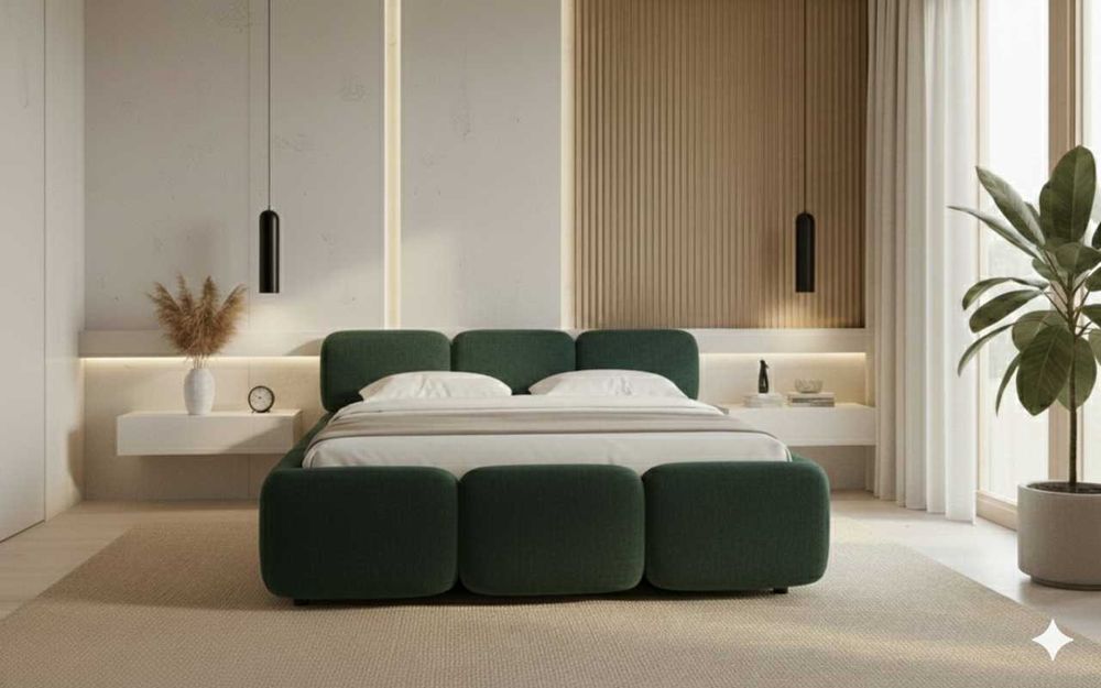 Zjawiskowe Łóżko kontynentalne SOFT BED w stylu Japandii 140x200cm.