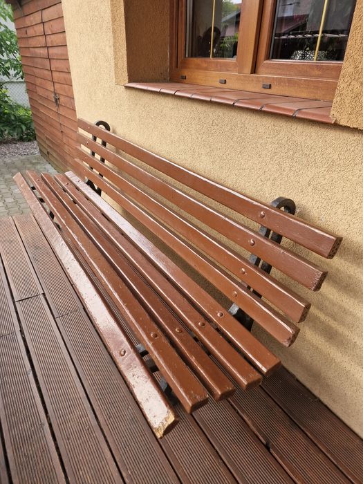 Ławka PRL parkowa ogrodowa BARDZO SOLIDNA nogi żeliwne