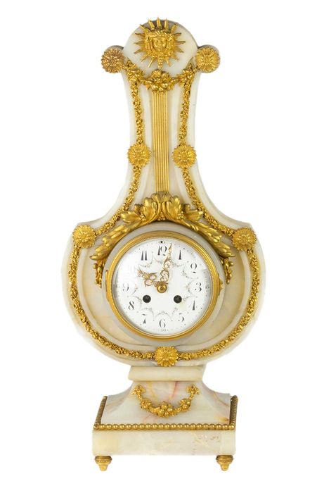 Relógio Pêndulo Mármore Branca Bronze Luís XVI, Século XIX