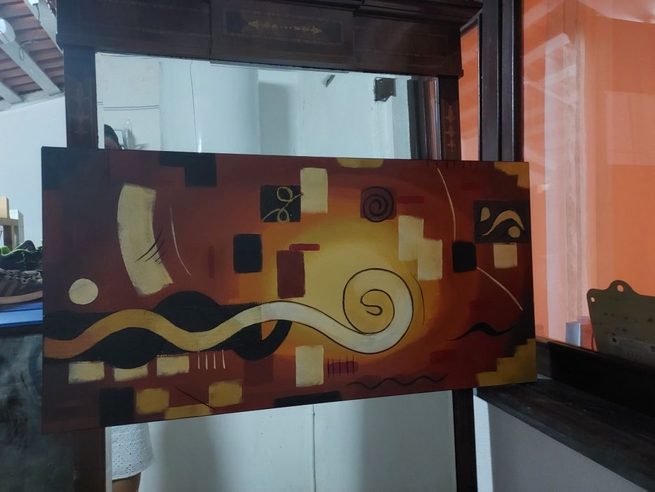 Quadro abstrato cores quentes