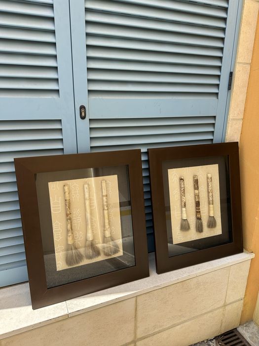 Pincel de caligrafia chinesa emoldurado