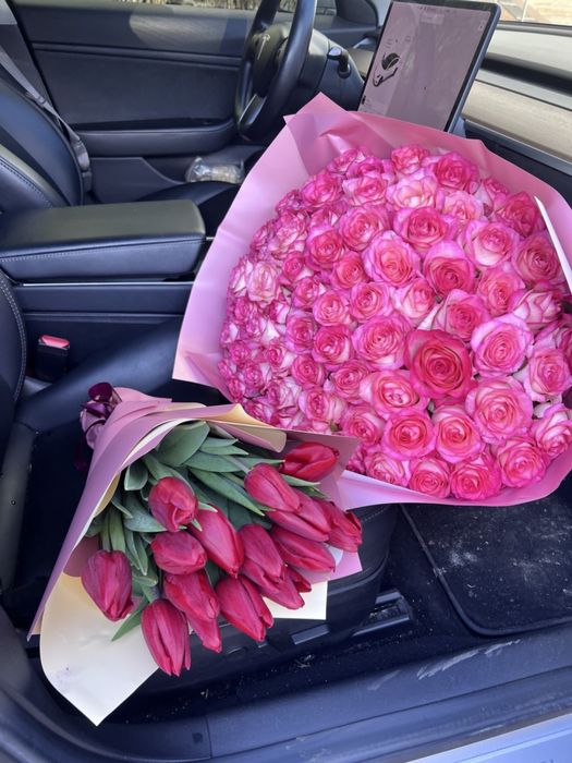 Тюльпаны, розы, букеты цветов