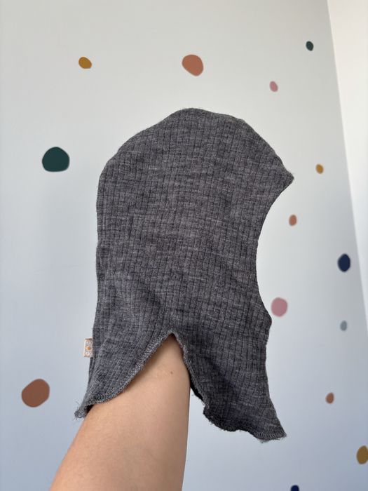 Dziecięca szara kominiarka 808 wełna merino 68/74