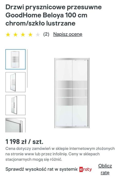 Szklane drzwi prysznicowe (nowe)