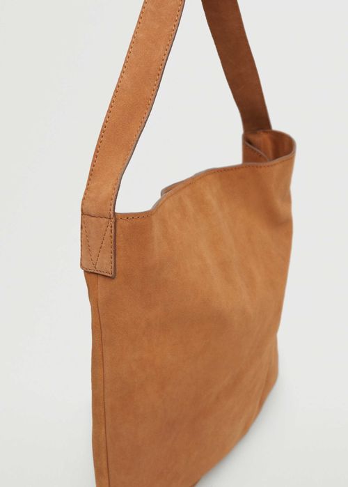 MANGO torebka camel brąz shopper skóra 100% zamsz naturalny NOWA