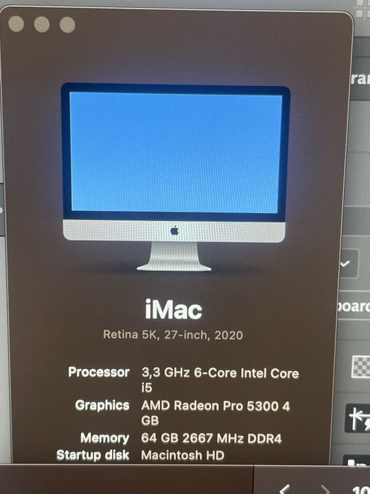 iMac 27” 2020 5K i5 Radeon 64ram