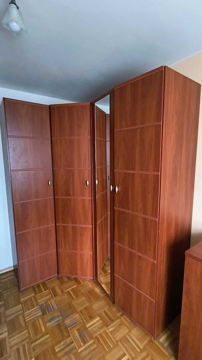 NOWA CENA Sypialnia VOX, łóżko, 3 szafy, komoda, szafka nocna, półki