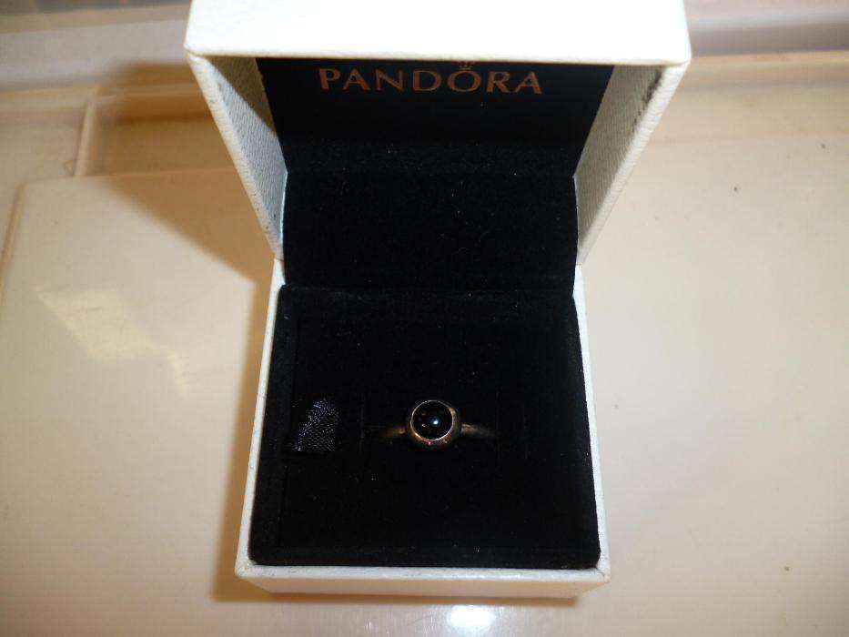 anel pandora com onix preto medida 50 original