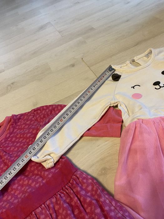 2 Sukienki śliczne gratis antypoślizgowe rajstopy ocieplane 2pak