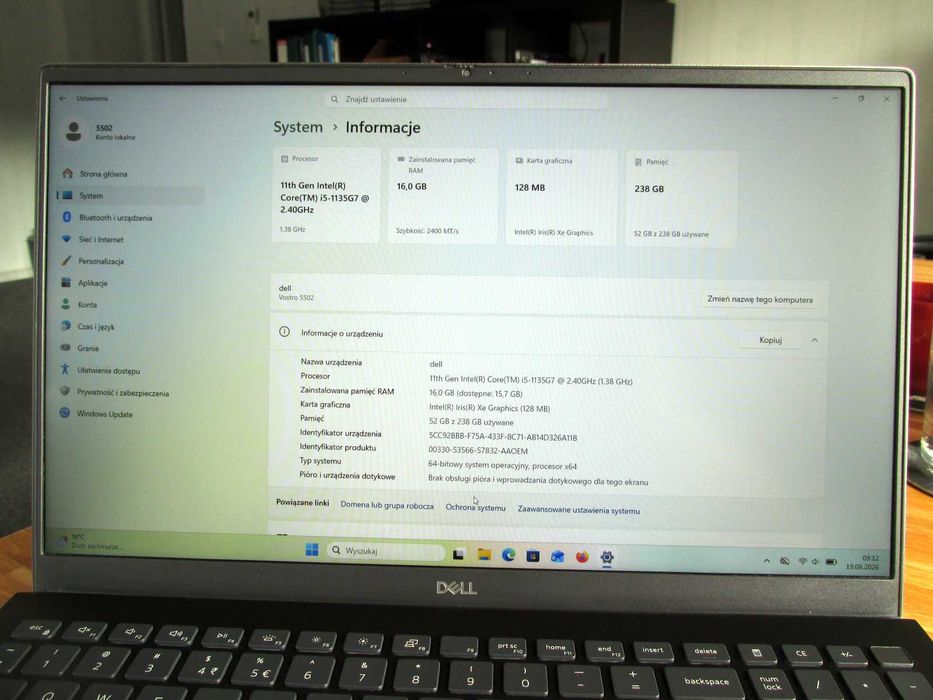 Dell Vostro 5502 15" i5 16GB 256GB laptop notebook (79)