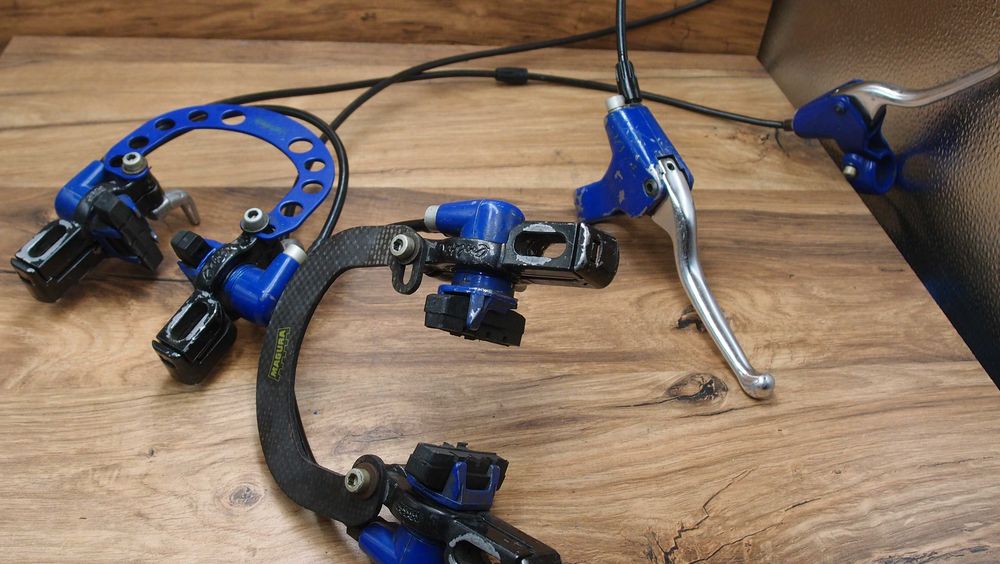 hamulce hydrauliczne MAGURA Blue + klamki hamulcowe Magura Blue retro MTB