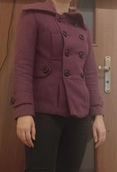 Płaszcz fioletowy New Look 36 S 55 % wełny