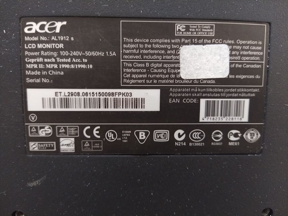 Monitor 19" Acer casa vivenda apartamento escritório gabinete carro.