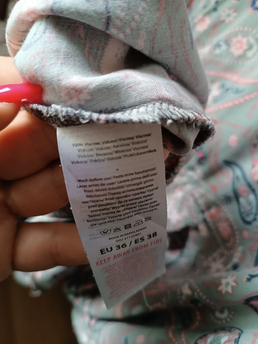 Wzorzysta luźna bluzka wiskoza 36 typu oversize