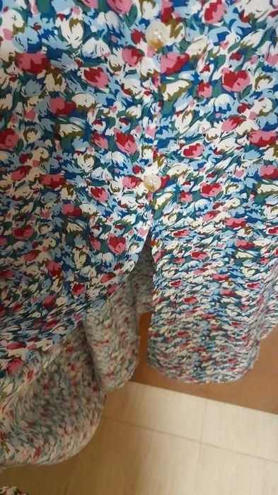 Vestido comprido, em padrão floral, tam. XL - Evima