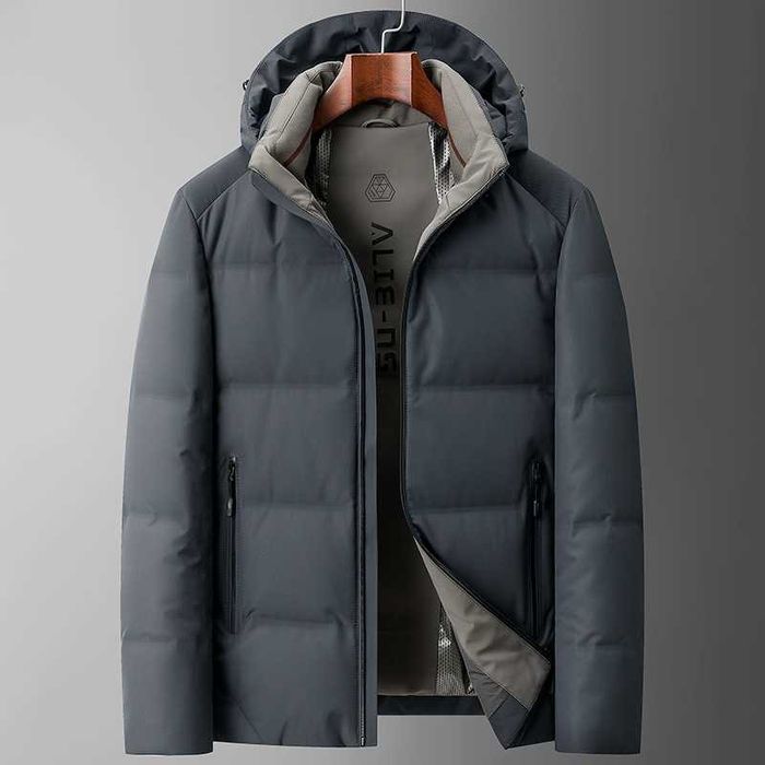 Демисезонный мужской пуховик Aliens на гусином пуху 800 Серый размер M