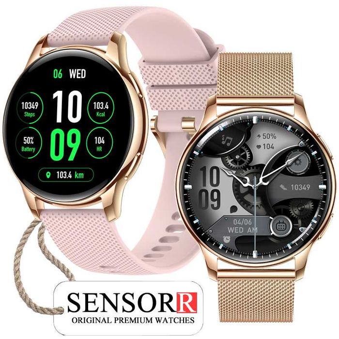 Czarny Zegarek Smartwatch Damski Rozmowy Ciśnienie Pulsometr Sen Kroki