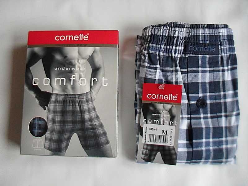 BOKSERKI CORNETTE COMFORT - BAWEŁNA - M - granatowe - kratka - NOwe 2