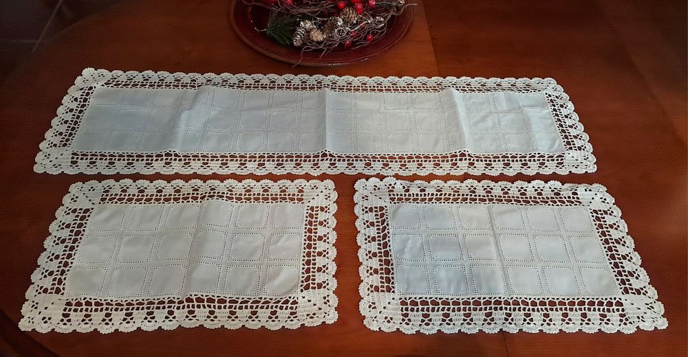 Conjunto panos de renda e linho