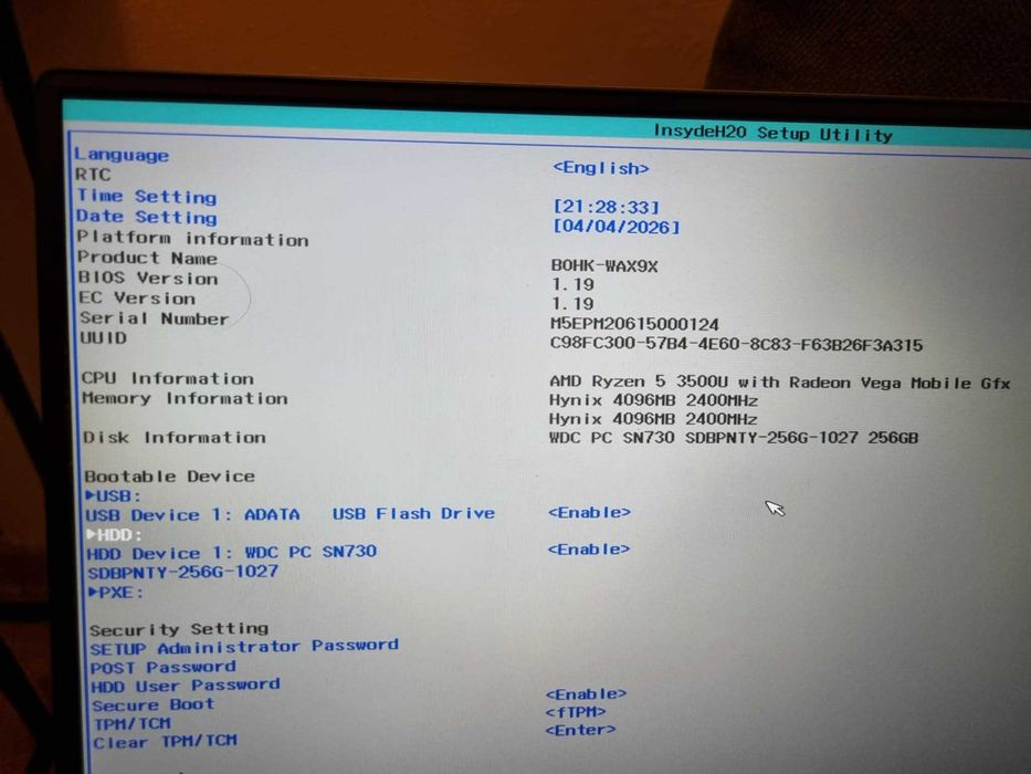 Huawei D15 R5 3500U, 8GB RAM, 238GB ROM.