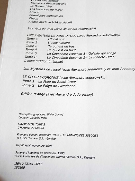 Livros BD - Moebius - Garage Hérmetique - Major Fatal 1 e 2 (francês)