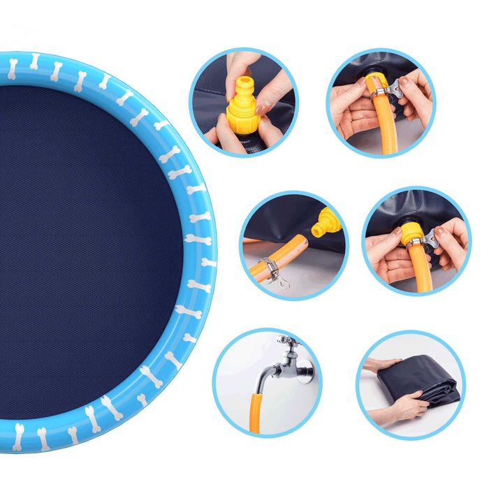 NOVO - Piscina para Cão com Repuxo 140 e 170cm, spray pad