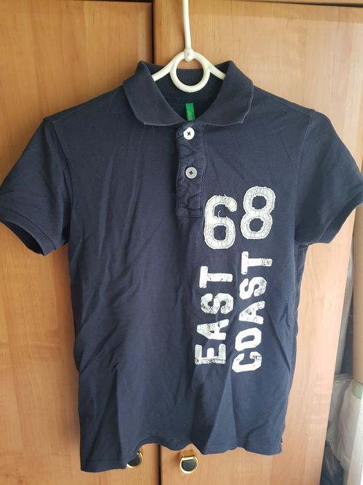 Granatowa koszulka polo 100% bawełna United Colors of Benetton 160 cm