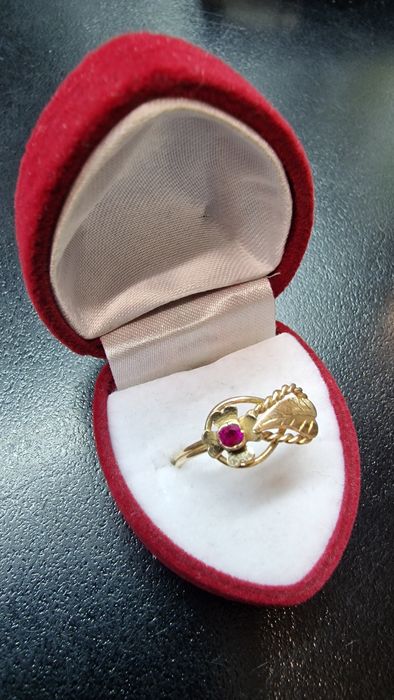 ZŁOTY pierścionek 14K pr.585  rozm.19 kwiatuszek Komis Madej Sosnowiec