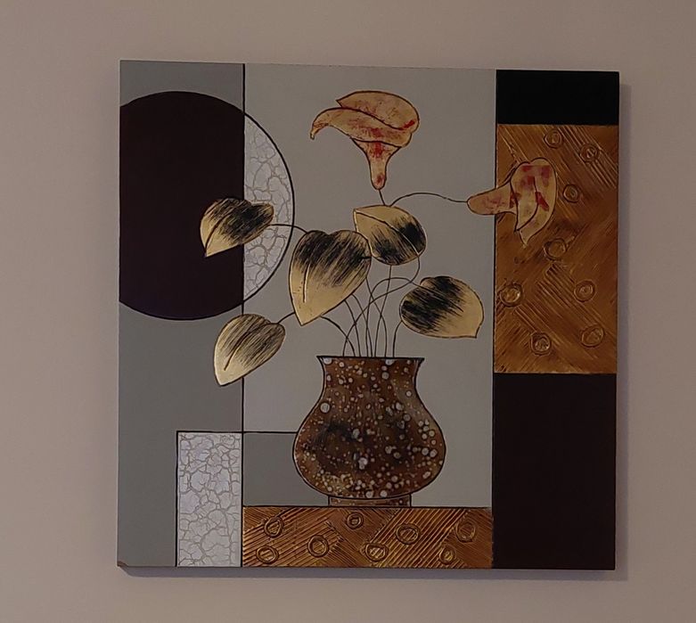 Nowoczesny stylowy obraz abstrakcja martwa natura 60 cm x 60 cm
