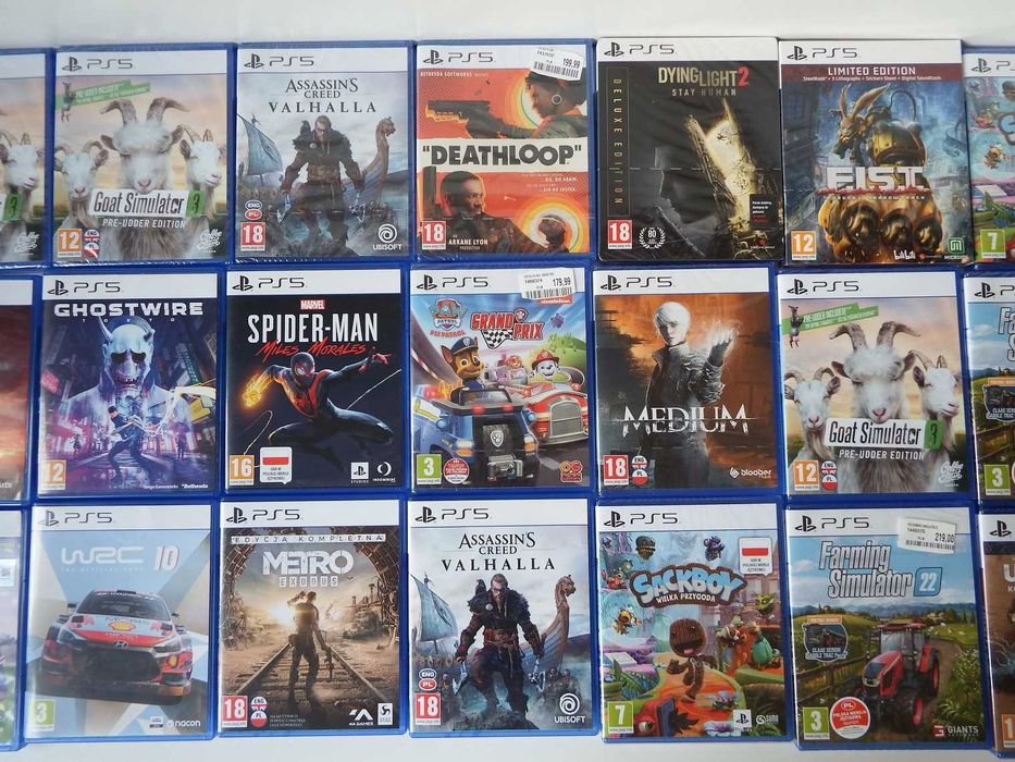 GRY PS5 GOAT3 Spider-Man MEDIUM Sackboy Deathloop Valhalla INNE PS5