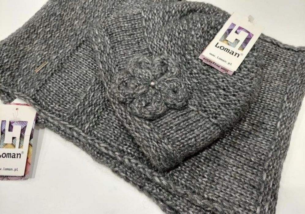 Жіночій зимовий  комплект шарф та шапка  з вовни альпаки від  Loman!