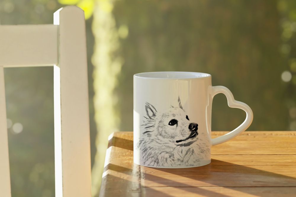 American Eskimo Dog kubek z psem good morning serce Art-Dog